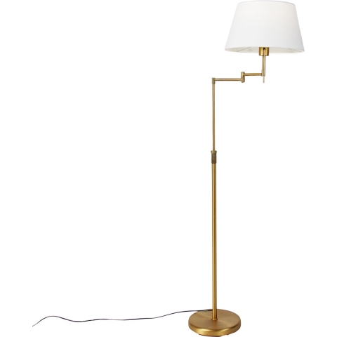 QAZQA Smart vloerlamp brons met witte kap incl. Wifi A60 - Ladas