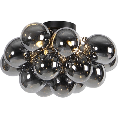 QAZQA Design plafondlamp zwart met smoke glas 4-lichts - Uvas