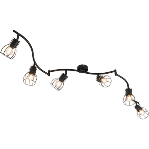 QAZQA Moderne plafondspot zwart 145 cm 6-lichts - Botu