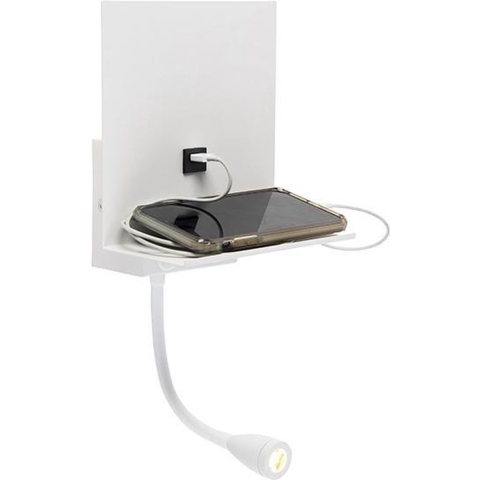 QAZQA Moderne wandlamp wit met USB en flexarm - Flero