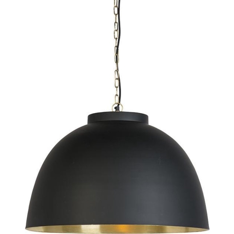 QAZQA Hanglamp zwart met messing binnenkant 60 cm - Hoodi