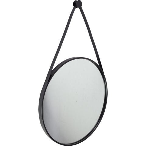Fragix Triangle wandspiegel rond - Zwart - Metaal - Ø60cm