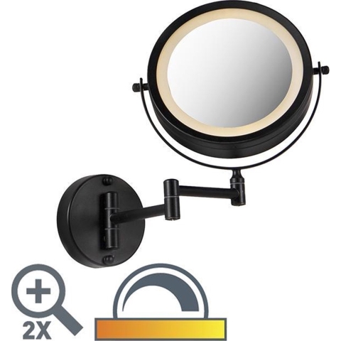 QAZQA Design badkamerspiegel zwart incl. LED verstelbaar IP44 -