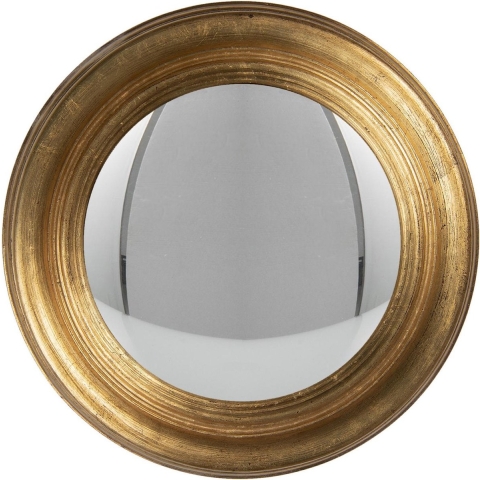 Clayre & Eef Spiegel Ø 34 cm Goudkleurig Hout Rond Bolle Spiegel