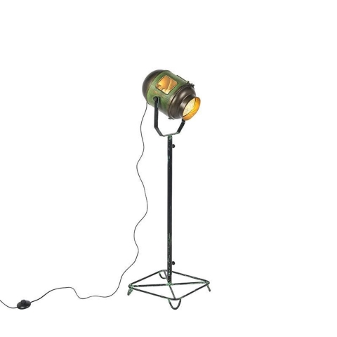 QAZQA Industriële vloerlamp brons met groen 140 cm - Byron