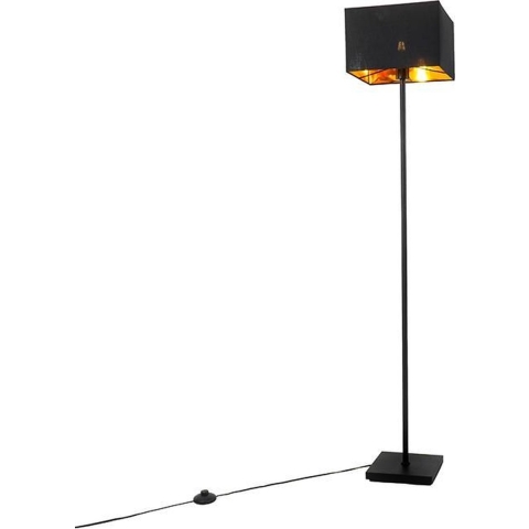 QAZQA Moderne vloerlamp zwart met goud vierkant - VT 1