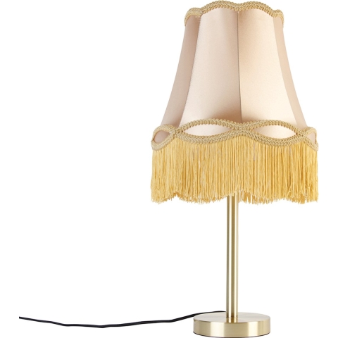 QAZQA Klassieke tafellamp messing met granny kap goud 30 cm - Simplo