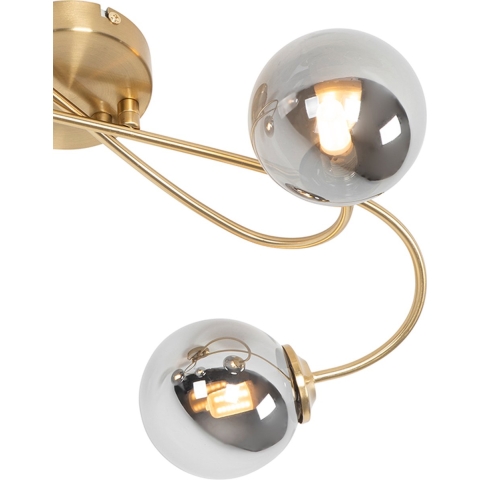 QAZQA Moderne plafondlamp goud 4-lichts met smoke glas - Athens