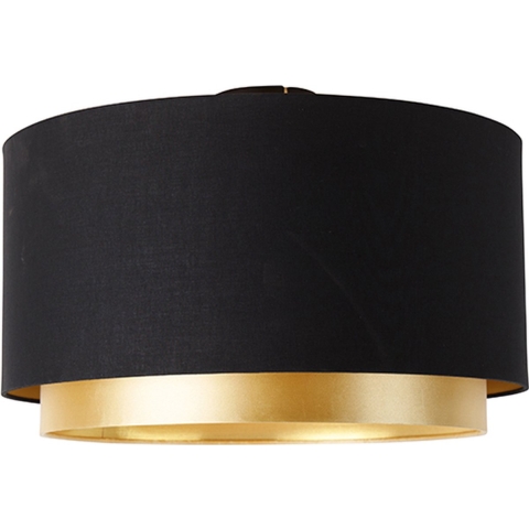 QAZQA Moderne plafondlamp zwart met goud 47 cm duo kap - Combi