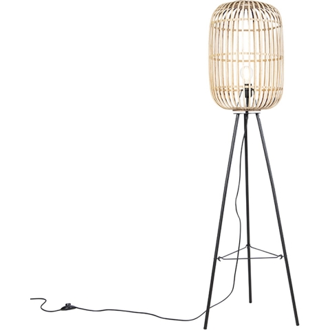 QAZQA Smart landelijke vloerlamp rotan incl. WiFi A60 - Manila