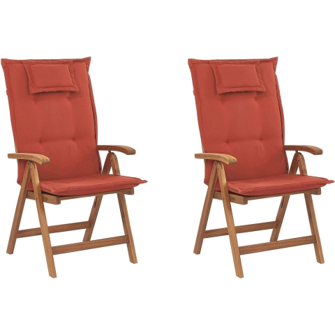 Beliani - JAVA - Tuinstoel set van 2 - Terracotta - Acaciahout