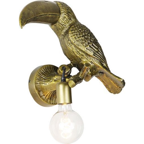 QAZQA Vintage wandlamp messing - Animal Toekan