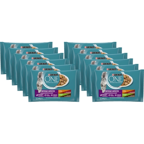 12x Purina ONE Pouch Adult Difficult Appitite Kip 4 x 85 gr