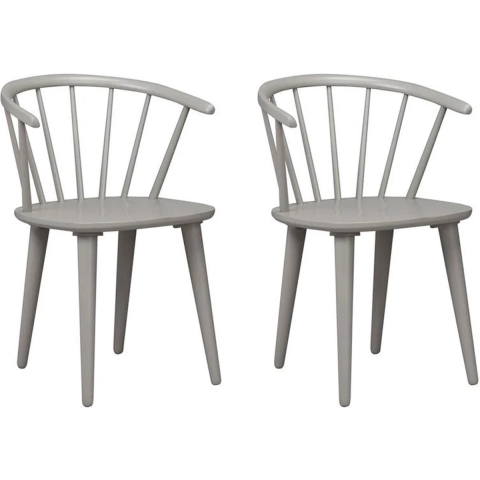 Rowico Home Carmen Houten Spijlenstoel Grijs - Set Van 2
