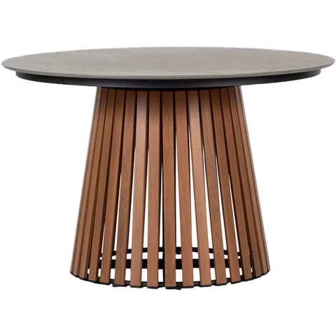 Lisomme Asger metalen tuintafel donkerbruin - Ø115 cm