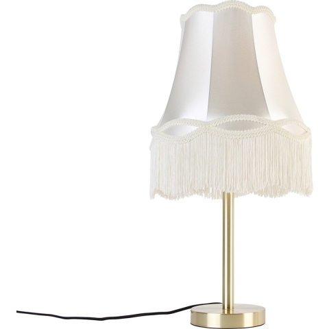 QAZQA Klassieke tafellamp messing met granny kap crème 30 cm - Simplo