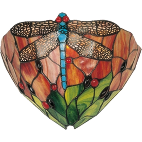 Clayre & Eef Wandlamp Tiffany 30x15x20 cm Rood Groen Glas Driehoek