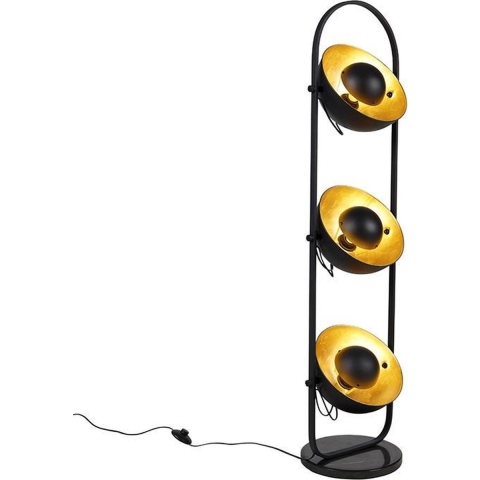 QAZQA Industriële vloerlamp zwart met goud 3-lichts - Magnax
