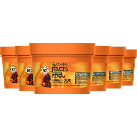 6x Garnier Fructis Hair Food Papaya 3-in-1 Haarmasker 390 ml
