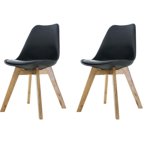 Essence Madera eetkamerstoel zwart - Houten onderstel - Set van 2