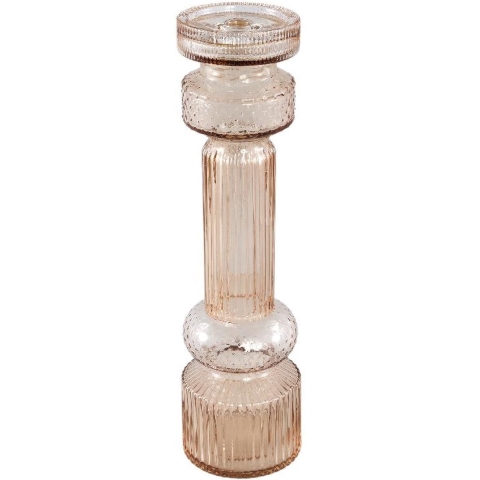 PTMD Kandelaar Fadri - 11x11x43 cm - Glas - Champagne