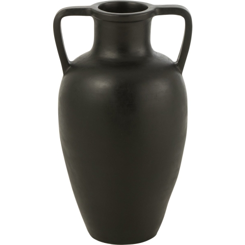 J-Line vaas 2 Armen Terracotta - keramiek - zwart - small