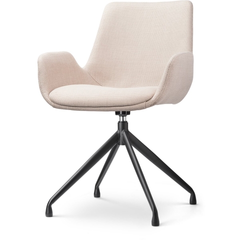 Nolon Nola-Eef Eetkamerstoel Beige - Draaibaar Wit Onderstel