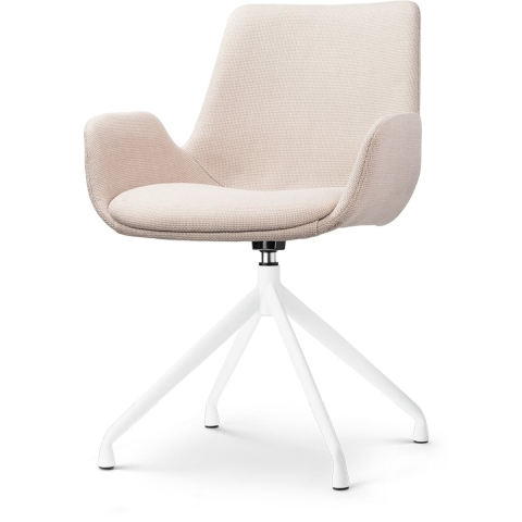 Nolon Nola-Eef Eetkamerstoel Beige - Draaibaar Wit Onderstel