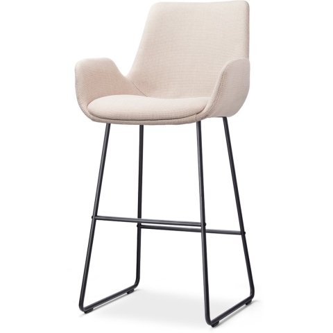Nolon Nino-Eef Barkruk Beige - met Armleuning - Zwart - 75 cm