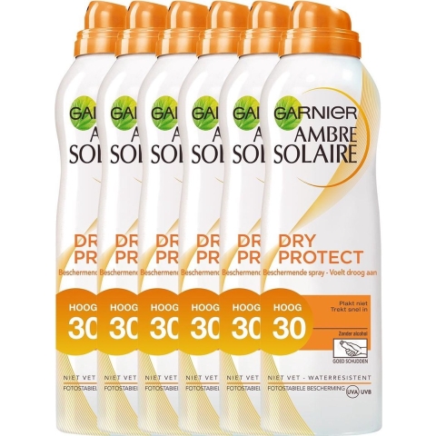 6x Garnier Ambre Solaire Dry Protect Mist SPF 30 200 ml