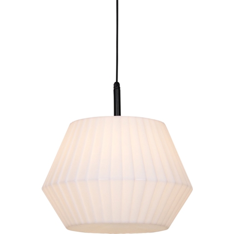 QAZQA Moderne buiten hanglamp zwart met witte kap 45,6 cm IP44 -