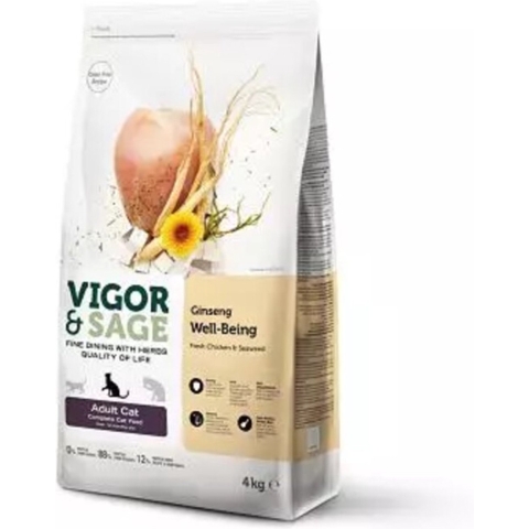 2x Vigor&Sage Kattenvoer Well-Being Ginseng 4 kg