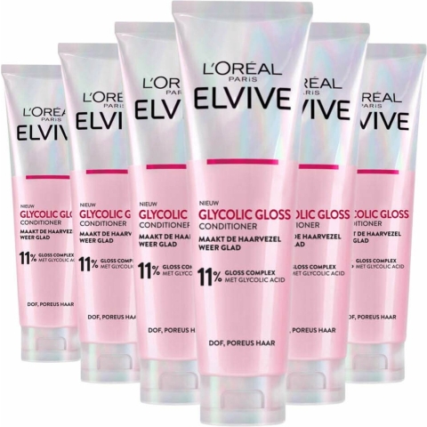 6x L'Oréal Elvive Glycolic Gloss Conditioner 150 ml