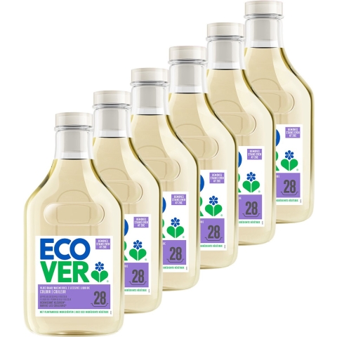 6x Ecover Vloeibaar Wasmiddel Color Appelbloesem&Freesia 28 Wasbeurten 1,43 liter