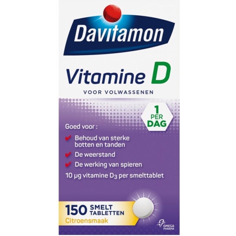 4x Davitamon Vitamine D 10 MCG Volwassenen 150 smelttabletten