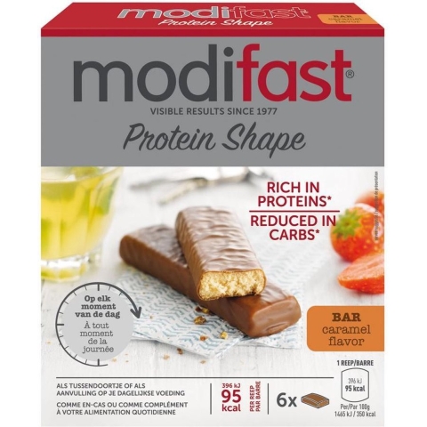 12x Modifast Protein Shape Reep Chocolade-Karamel 6 x 27 gr