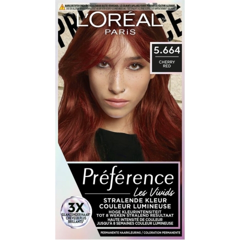 6x L'Oréal Preference Vivids Permanente Haarkleuring 5.664 Cherry Red