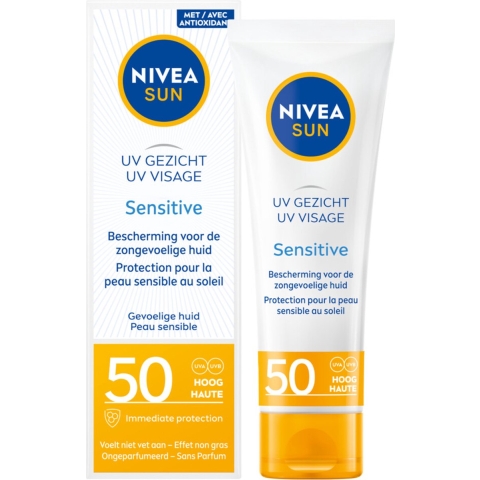 6x Nivea Sun Sensitive Zonnecreme Gezicht SPF 50+ 50 ml