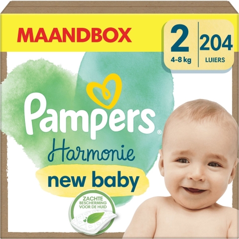 Pampers Harmonie Luiers Maat 2 (4-8kg) 204 stuks