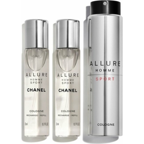 Chanel Allure Homme Sport Geschenkset Eau de Cologne Travel Spray 20 ml + 2x navulling 20 ml 1 set