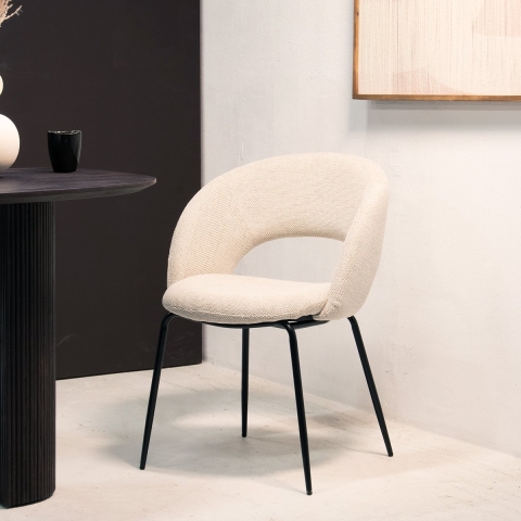 Giga Meubel - Eetkamerstoel Stof Beige - Zitdiepte 60cm - Julius