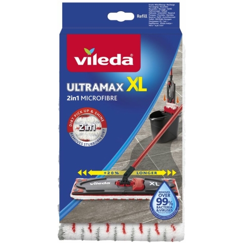 8x Vileda UltraMax Power 2in1 XL - Vervanging Wit Rood