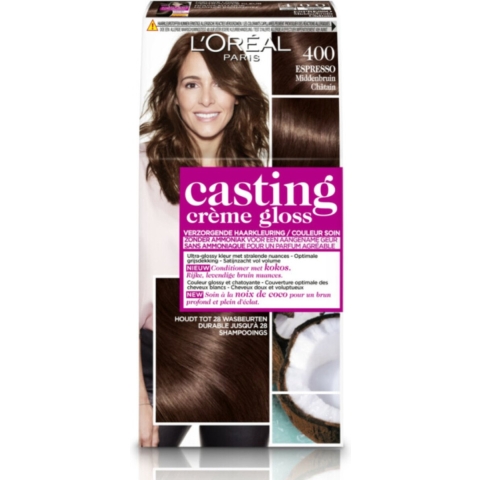 6x L'Oréal Casting Crème Gloss Semi-Permanente Haarkleuring 400 Espresso - Middenbruin