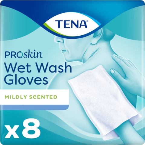 30x TENA Wet Wash Glove Mild Geparfumeerd 8 stuks