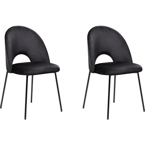 Beliani - COVELO - Eetkamerstoel set van 2 - Zwart - Fluweel