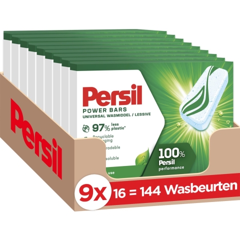 9x Persil Wasmiddel Power Bars Universal 16 stuks