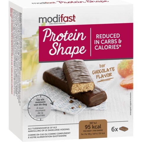 12x Modifast Protein Shape Reep Chocolade 6 x 27 gr