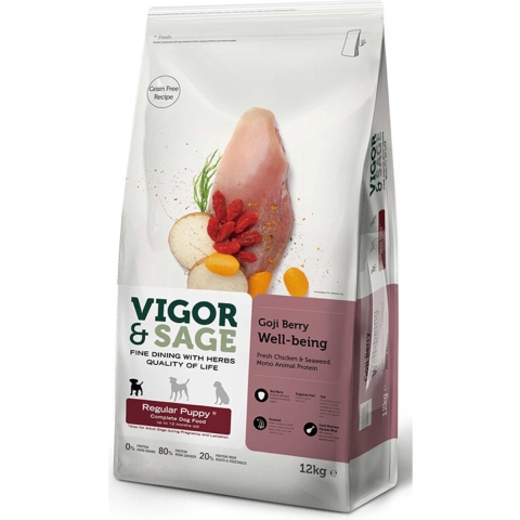 Vigor&Sage Hondenvoer Regular Puppy Well-Being Gojiberry 12 kg