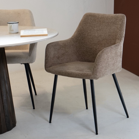 Giga Meubel - Eetkamerstoel Taupe - Stof - Zithoogte 47cm - Annabel