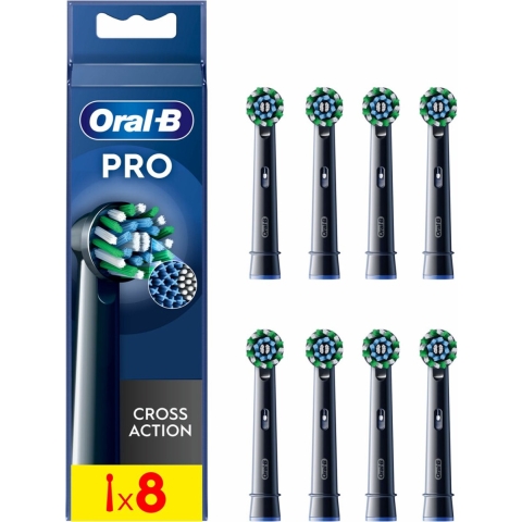 6x Oral-B Opzetborstels Pro Cross Action Zwart 8 stuks